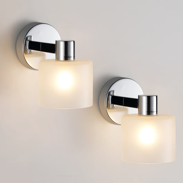 Modern Wall Light, Indoor Wall Lamp with Chrome Finish & Frested Glass