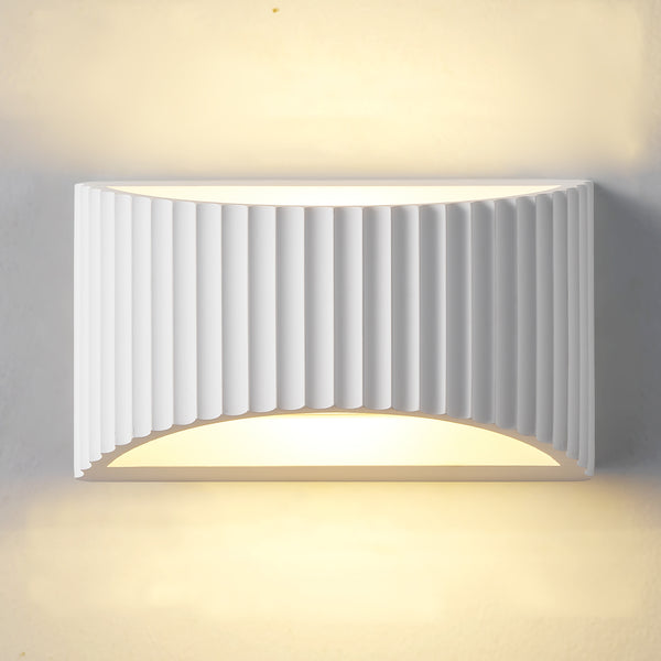 HARPER LIVING Large Modern Wall Light, Wave Pattern Shade, G9 Cap Type Up and Down Wall Lamp, White Ceramic Paintable