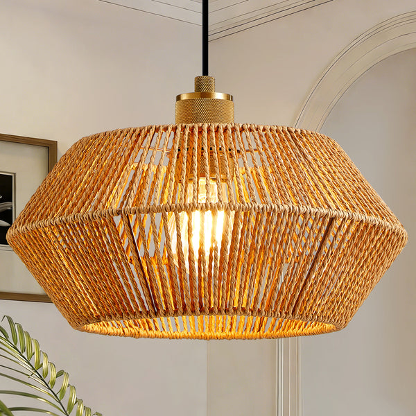 HARPER LIVING Easy Fit Pendant Light Shade, Handwoven Rope Ceiling Lampshade with Reducer Ring, E27 B22