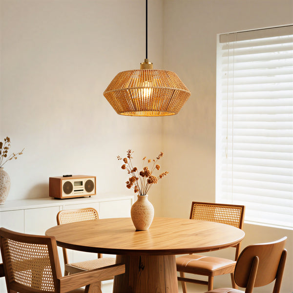 HARPER LIVING Easy Fit Pendant Light Shade, Handwoven Rope Ceiling Lampshade with Reducer Ring, E27 B22
