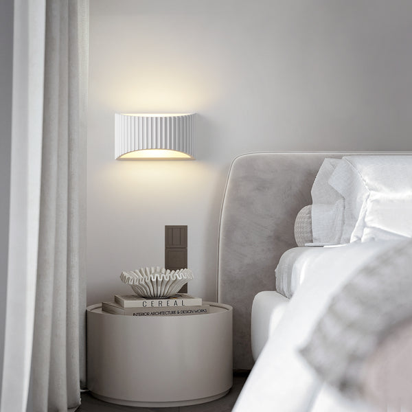 HARPER LIVING Large Modern Wall Light, Wave Pattern Shade, G9 Cap Type Up and Down Wall Lamp, White Ceramic Paintable