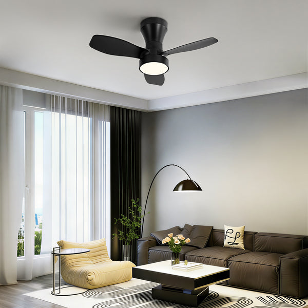 HARPER LIVING Ceiling Fan Light with Remote, 40W 2100LM LED Dimmable Fan Lamp, 3 Colours, 3 Speeds & 2 Timers, Black