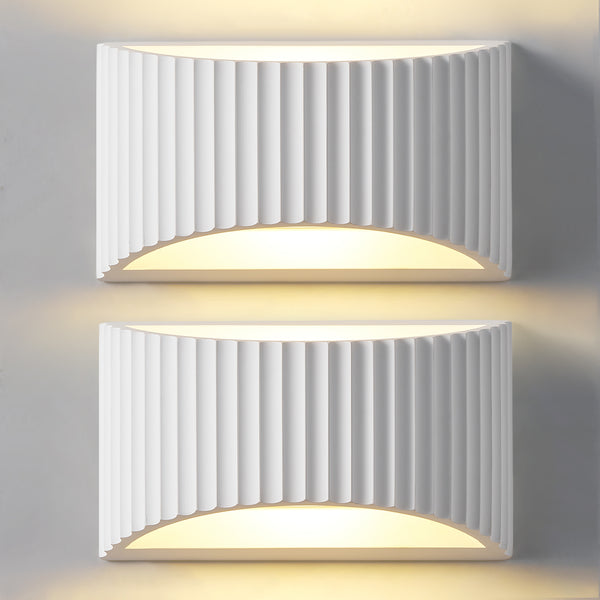 HARPER LIVING Modern Wall Light, Wave Pattern Shade, G9 Cap Type Up and Down Wall Lamp, White Ceramic Paintable Shade