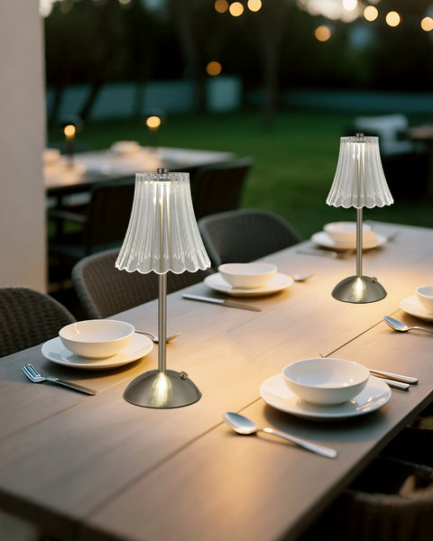 HARPER LIVING Rechargeable Table Lamp, Bedside Reading Light Satin Nickel Finish, Cordless Touch Lamps, Bedroom, Living Room