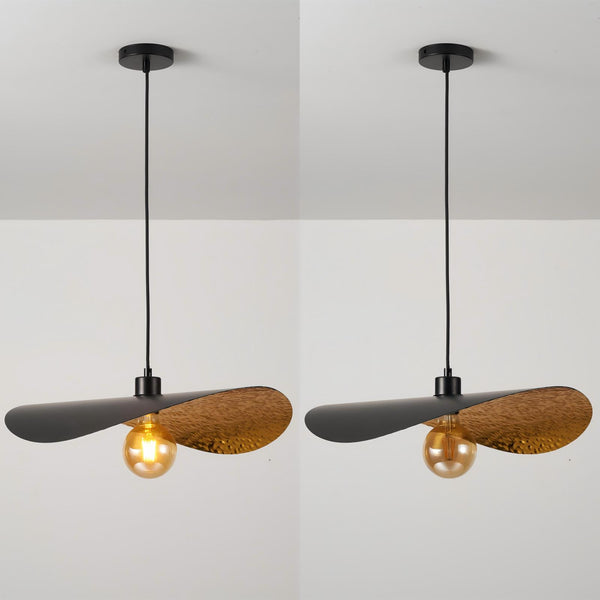 HARPER LIVING Pendant Light Fitting Black & Gold Finish, Adjustable Ceiling Pendant Lamp with E27 Holder, Hanging Light