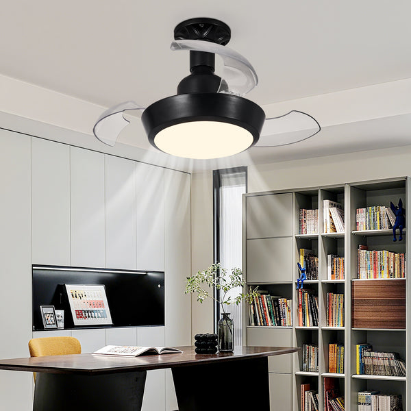 HARPER LIVING Ceiling Fans with Lights, E27 Screw in Fan Lamp with 3 Retractable Blades, 30W 1400LM Dimmable Black