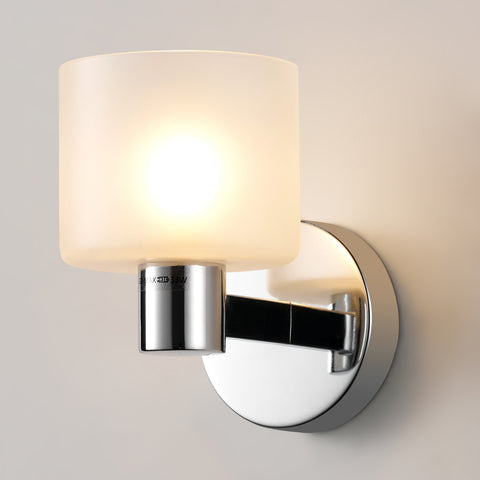 Modern Wall Light, Indoor Wall Lamp with Chrome Finish & Frested Glass