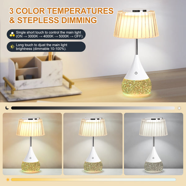 HARPER LIVING RGB Table Lamp, Water Base & 7-Colour Changing, Touch Control Mood Light, Dimmable, Pleated Shade