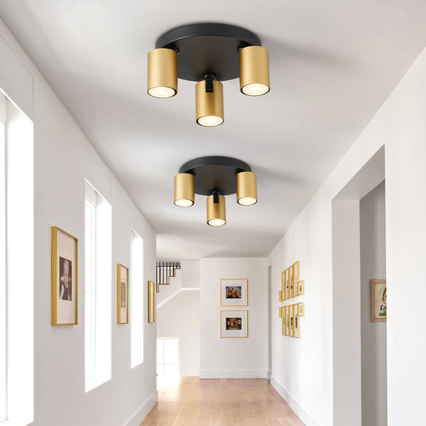 HARPER LIVING Ceiling Spotlights, GU10 Adjustable Spotlight Black & Gold, Rotatable Round Modern Ceiling Lighting
