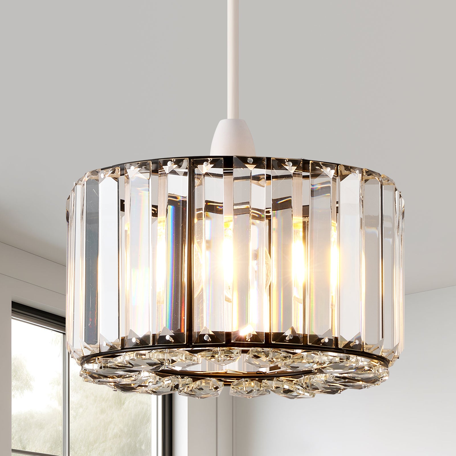 HARPER LIVING Easy Fit Pendant Shade, Matt Black Ceiling Light Shade with Diameter 23cm - Modern Lampshade