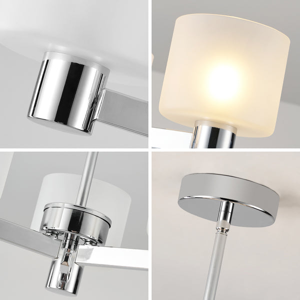 3 Lights Semi Flush Ceiling Lamp with Frosted Glass Shades, Chrome Finish