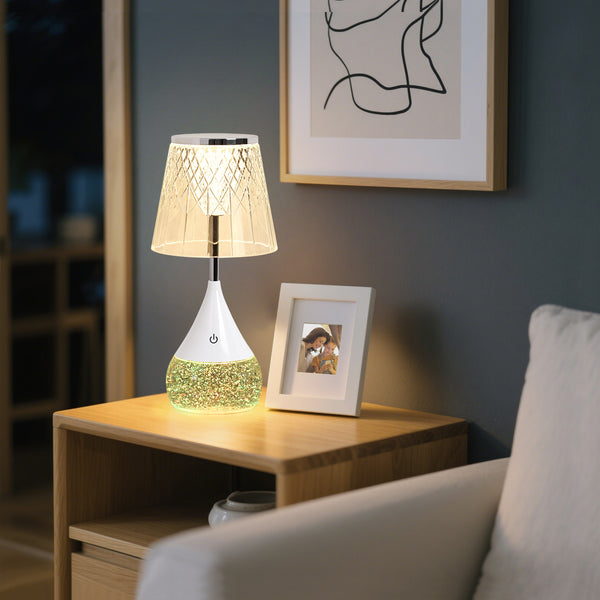 HARPER LIVING RGB Table Lamp, Water Base & 7-Colour Changing, Touch Control Mood Light, Dimmable, Diamond Cut Shade