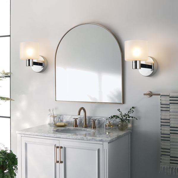 Modern Wall Light, Indoor Wall Lamp with Chrome Finish & Frested Glass