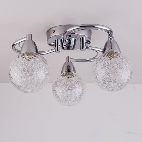 BOLLA 3xG9 LED Semi Flush Ceiling Light, Swirl Arms, Polished Chrome Finish, Warm White (3000K)