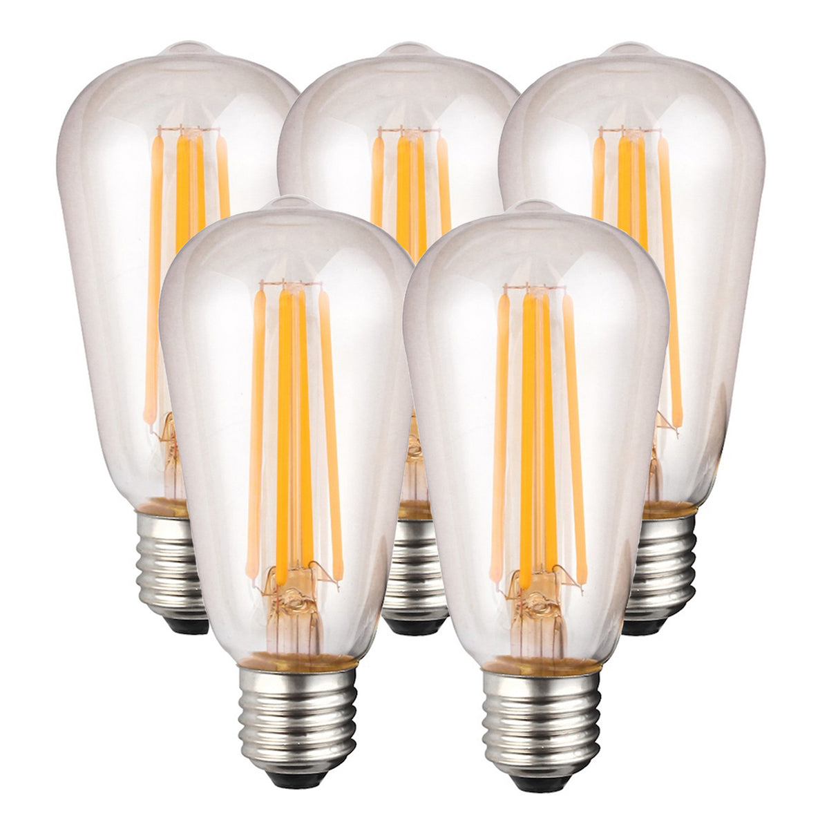 Harper Living ST64 Clear Glass Squirrel Cage LED Bulb E27 Base, Pack o